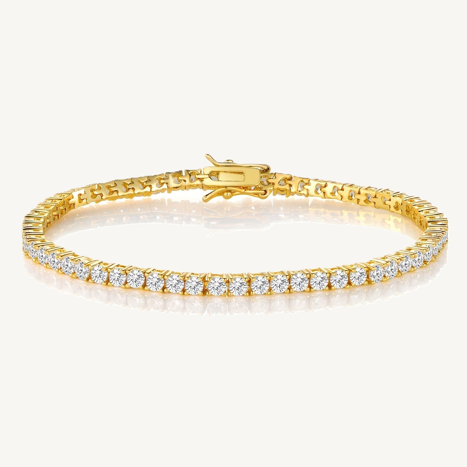 Tennis Bracelet | Gold Colour - 3mm | with FREE Oliya Watch