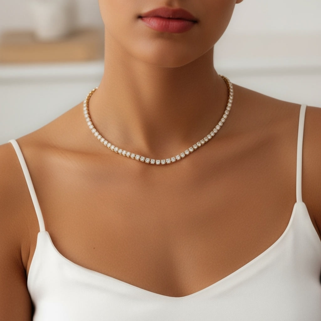 Sterling silver tennis necklace 4mm