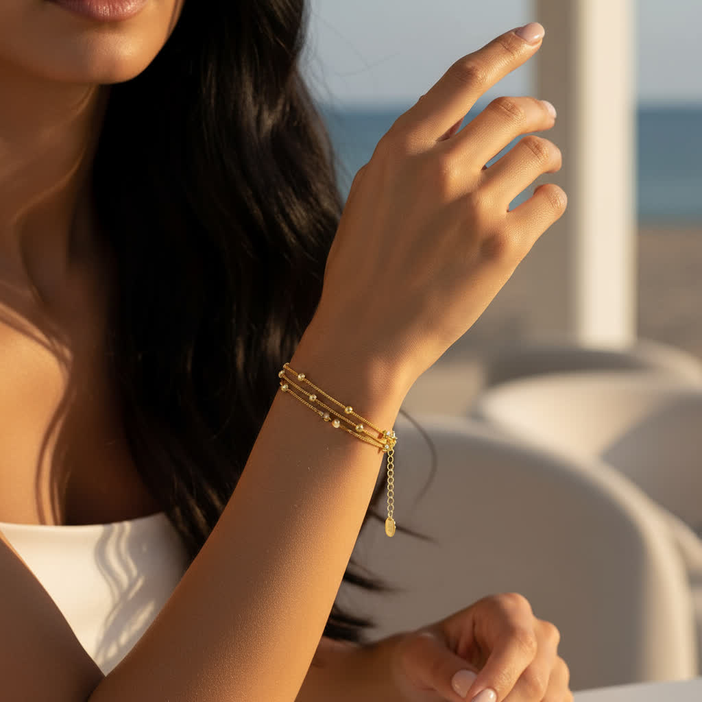 TMB173 Sterling Silver Three-Layer Bracelet