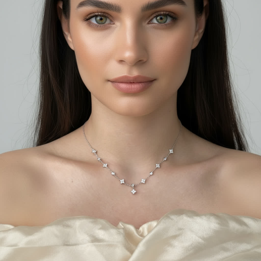 TMN0806 Sterling Silver Four-Leaf Clover Necklace