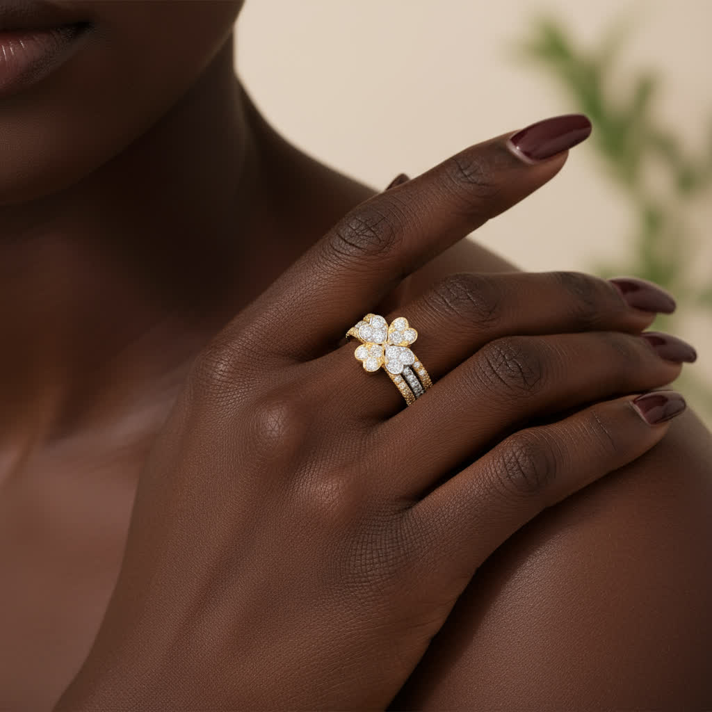 TMR0997 Four-Leaf Clover 925 Silver Ring
