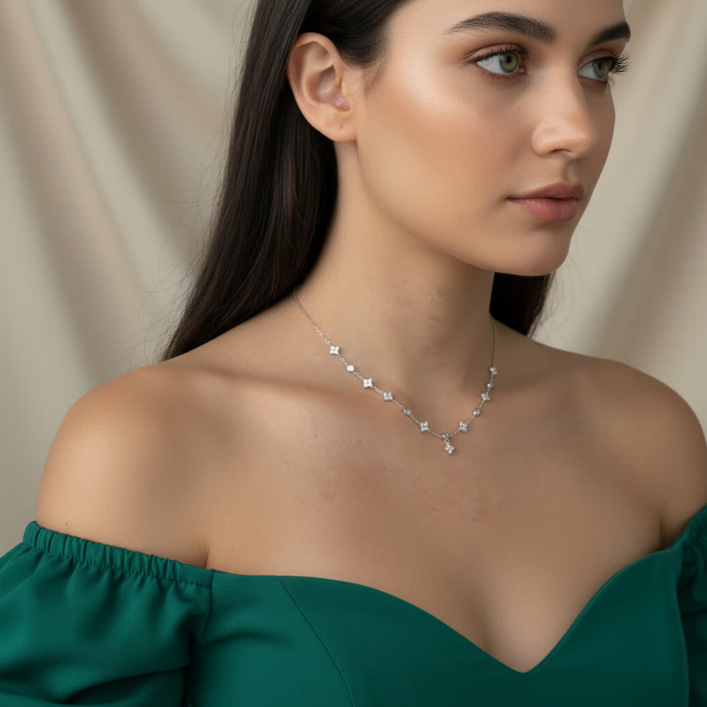 TMN0806 Sterling Silver Four-Leaf Clover Necklace