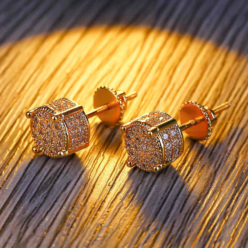 Micro Pave Round Stud Men’s Earrings