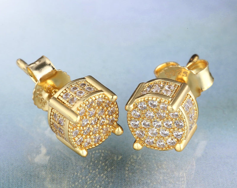 Micro Pave Round Stud Men’s Earrings