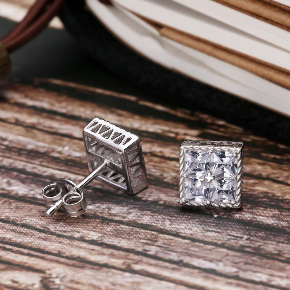 Princess cut mens earrings hotsell